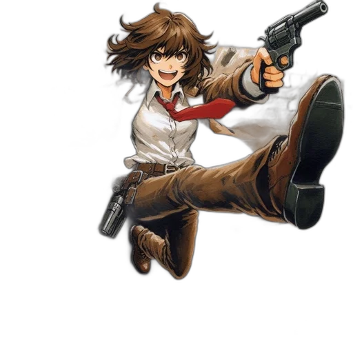 weapon, jacket, staff, concept art, pixel art, anime, cartoon, animated transparent PNG cut-out