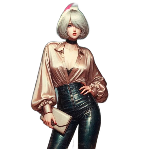jacket, hair, dress, robot, concept art, cyberpunk, comic book art, fantasy art transparent PNG cut-out