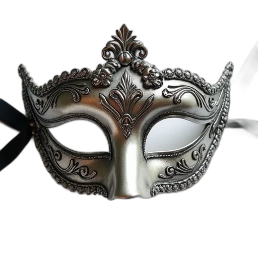 mask, crown, jewelry, hat, 3d render, photorealistic, close-up, silver transparent PNG cut-out
