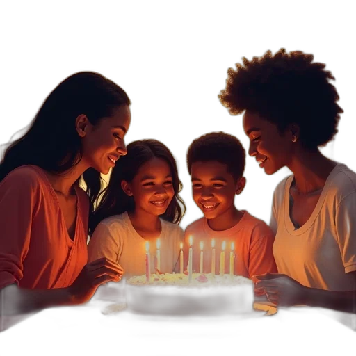 concept art, black, family, celebrating, birthday, stock, vector, 987878 transparent PNG cut-out