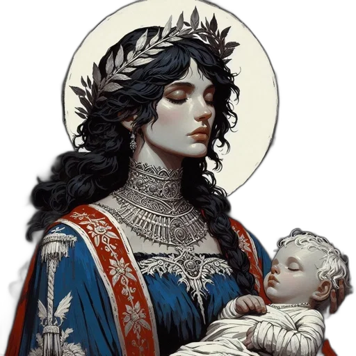 crown, fantasy art, pixel art, photorealistic, blue, woman, dark, hair transparent PNG cut-out