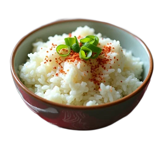 food, weapon, photorealistic, 3d render, bowl, rice, chopped, green transparent PNG cut-out