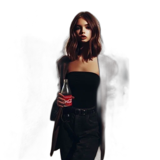dress, jacket, bottle, face, photorealistic, concept art, oil painting, fantasy art transparent PNG cut-out