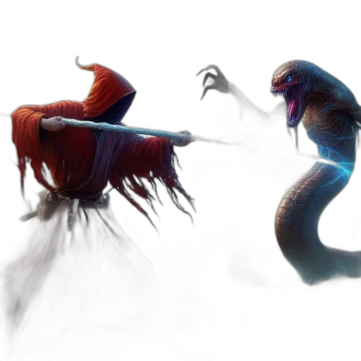 creature, dragon, concept art, fantasy art, 3d render, underwater, fire, fog transparent PNG cut-out