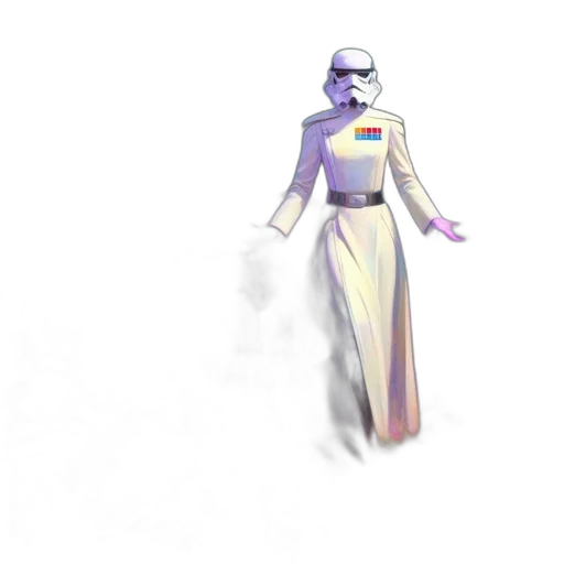 robot, dress, staff, jacket, concept art, 3d render, pixel art, vaporwave transparent PNG cut-out