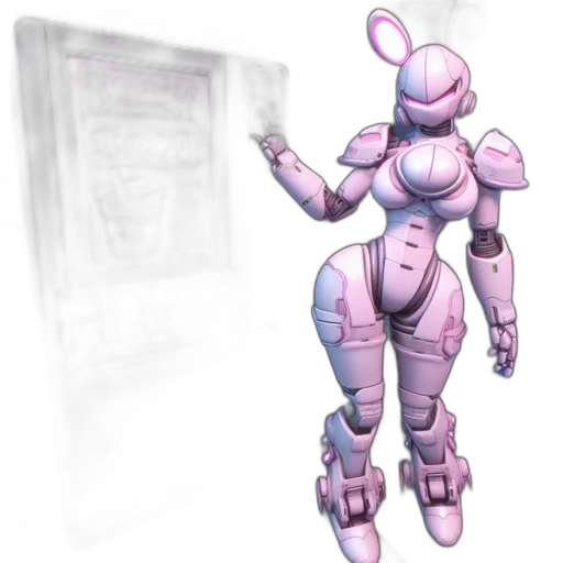 robot, concept art, 3d render, pixel art, vaporwave, pastel, monochrome, inside transparent PNG cut-out