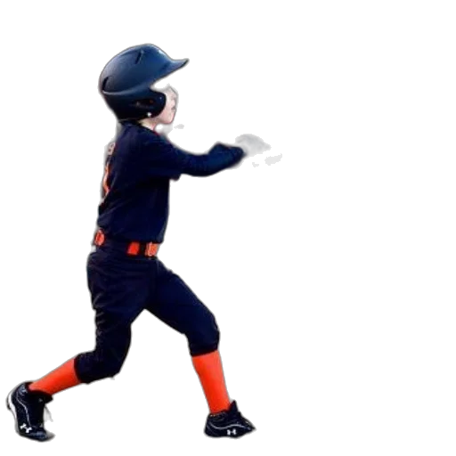 staff, 3d render, young, baseball, player, black, orange, uniform transparent PNG cut-out
