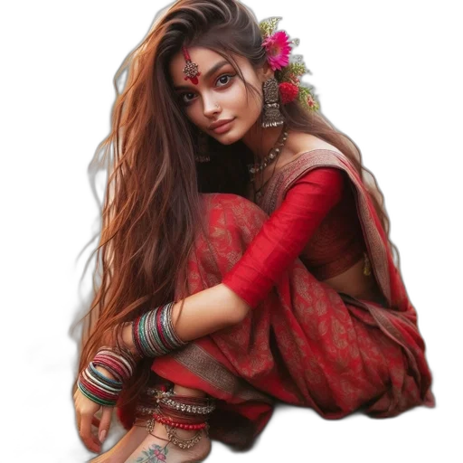 jewelry, dress, face, flower, photorealistic, oil painting, fantasy art, watercolor transparent PNG cut-out