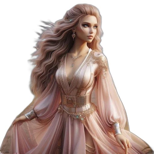 dress, jewelry, fantasy art, concept art, photorealistic, 3d render, pastel, golden transparent PNG cut-out