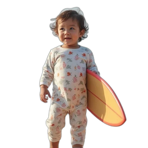 cute, surfboarder, infant, pajamas transparent PNG cut-out
