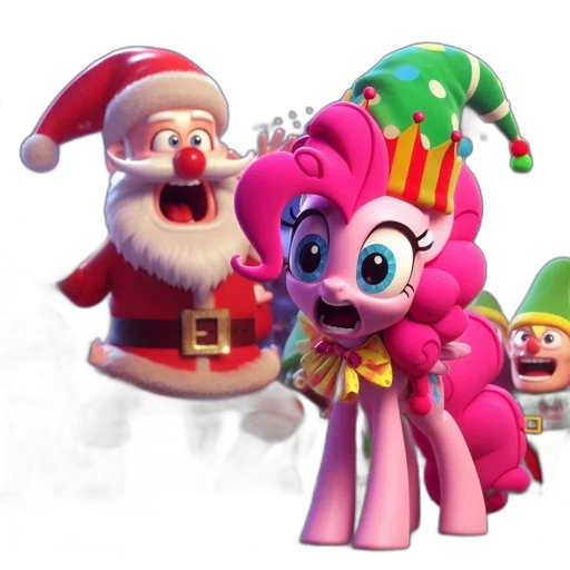 3d render, concept art, snow, festive, scene, features, pink, pony transparent PNG cut-out