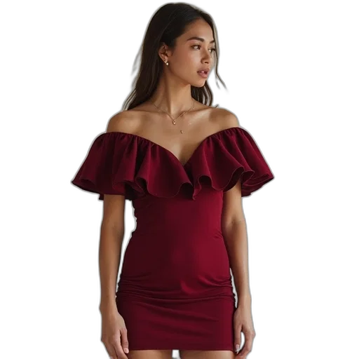 dress, red, fashion, ruffle transparent PNG cut-out