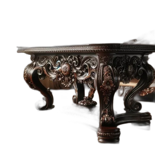 furniture, 3d render, photorealistic, elegant, wooden, table, intricately, carved transparent PNG cut-out