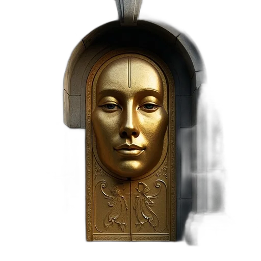 jewelry, face, mask, staff, photorealistic, 3d render, concept art, stone transparent PNG cut-out