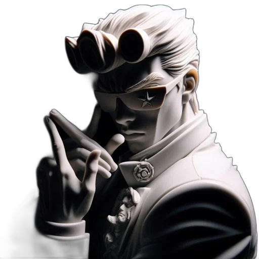 mask, face, staff, jacket, concept art, 3d render, comic book art, photorealistic transparent PNG cut-out