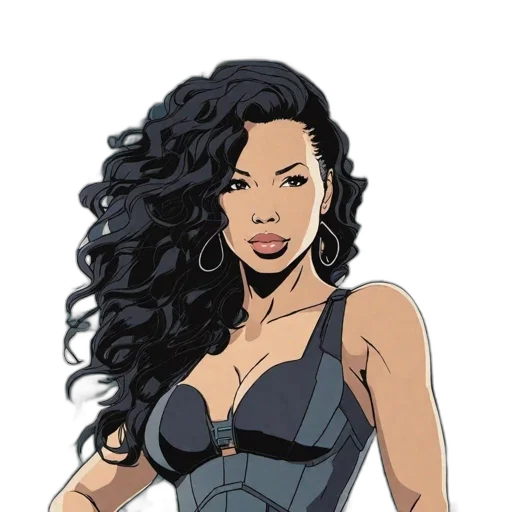 cartoon, comic book art, concept art, fantasy art, woman, long, black, hair transparent PNG cut-out