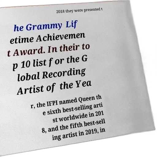 image, shows, text, about, queen, receiving, grammy, lifetime transparent PNG cut-out