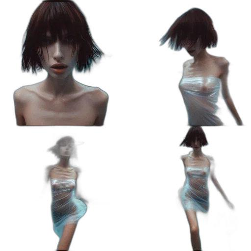 dress, creature, robot, face, concept art, 3d render, fantasy art, cyberpunk transparent PNG cut-out