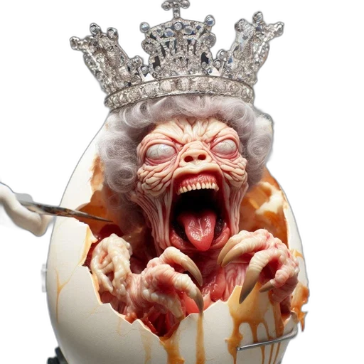 crown, food, creature, photorealistic, 3d render, eerie, labyrinthine, sculpture transparent PNG cut-out