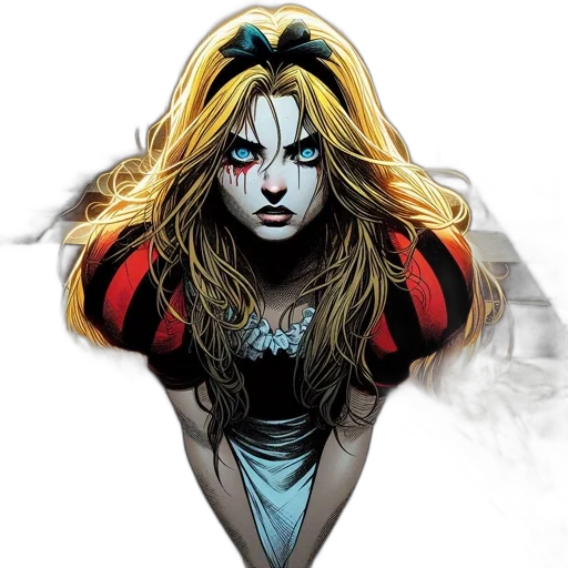 comic book art, concept art, fantasy art, photorealistic, woman, long, blonde, hair transparent PNG cut-out