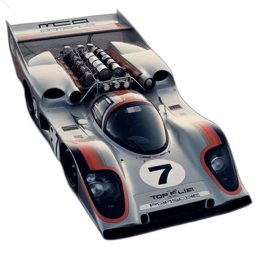 car, 3d render, photorealistic, concept art, vintage, porsche, 917, top transparent PNG cut-out