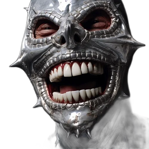 mask, face, creature, robot, concept art, photorealistic, 3d render, comic book art transparent PNG cut-out
