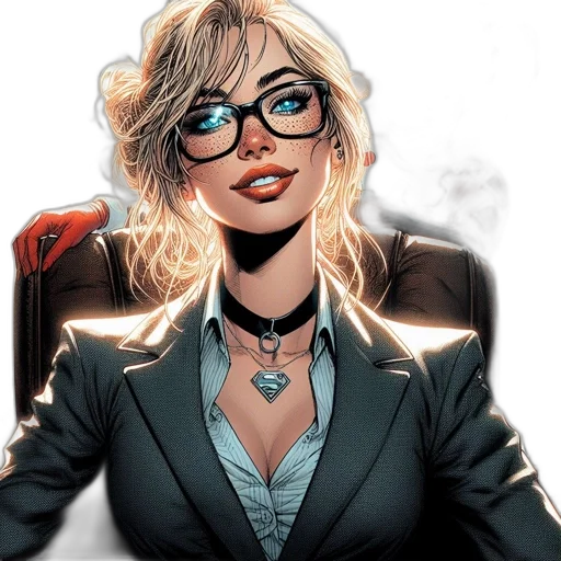 comic book art, concept art, cartoon, fantasy art, blonde, woman, business, attire transparent PNG cut-out