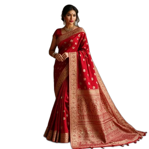 dress, red, hand, crafted, saree, perfect, wedding, functions transparent PNG cut-out