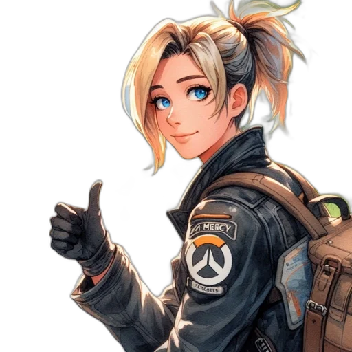 jacket, staff, weapon, face, concept art, anime, cartoon, cyberpunk transparent PNG cut-out