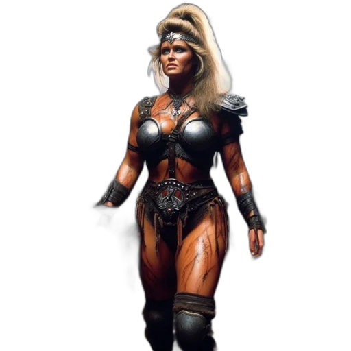 concept art, comic book art, fantasy art, 3d render, blonde, woman, stands, ready transparent PNG cut-out