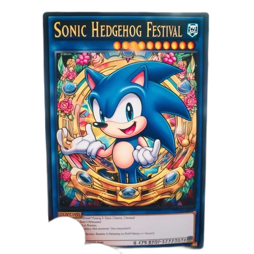 trading, card, features, cheerful, sonic, hedgehog, within, elaborate transparent PNG cut-out