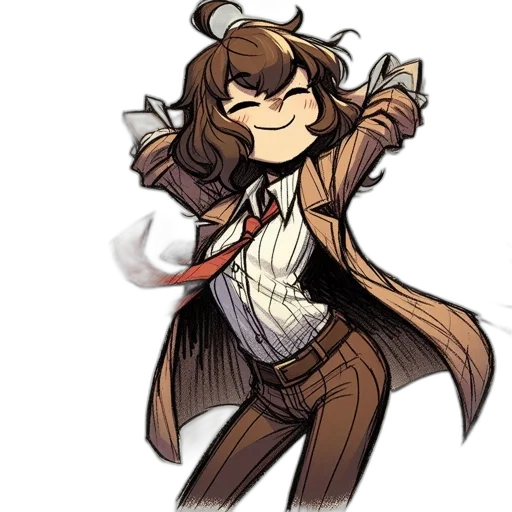 staff, jacket, weapon, cartoon, concept art, pixel art, anime, earth tones transparent PNG cut-out