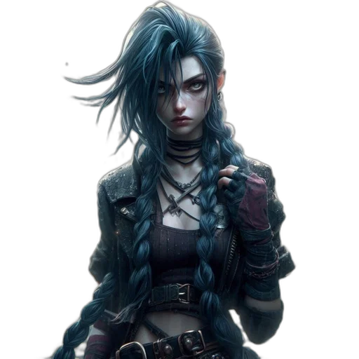 jacket, staff, cyberpunk, concept art, fantasy art, comic book art, dark, blue transparent PNG cut-out
