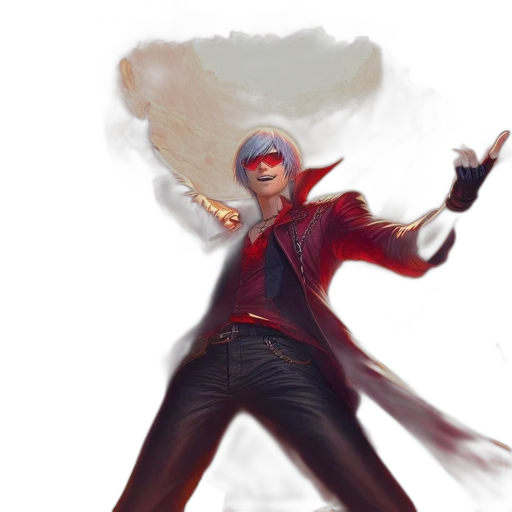 jacket, staff, weapon, concept art, fantasy art, comic book art, pixel art, red transparent PNG cut-out