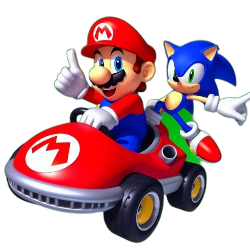 car, 3d render, concept art, pixel art, mario, sonic, depicted, kart transparent PNG cut-out