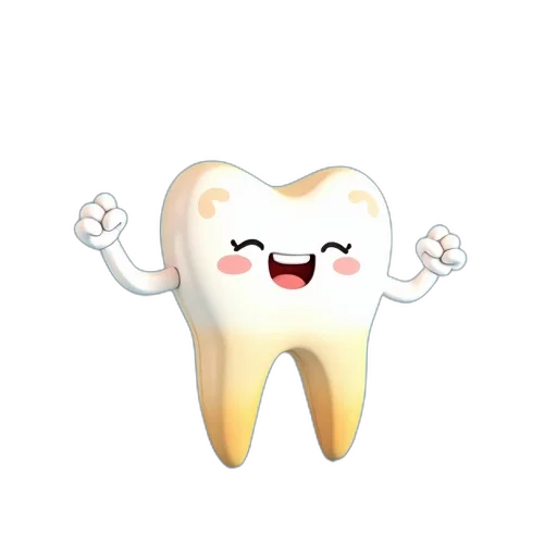 3d render, photorealistic, concept art, cartoon, tooth, character, happy, face transparent PNG cut-out