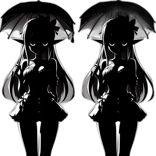 umbrella, dress, mask, pixel art, concept art, 3d render, anime, rain transparent PNG cut-out