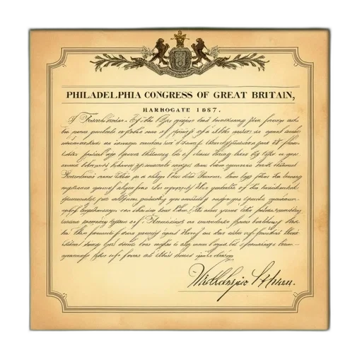 vintage, document, green, border, displayed, titled, philadelphia, congress transparent PNG cut-out
