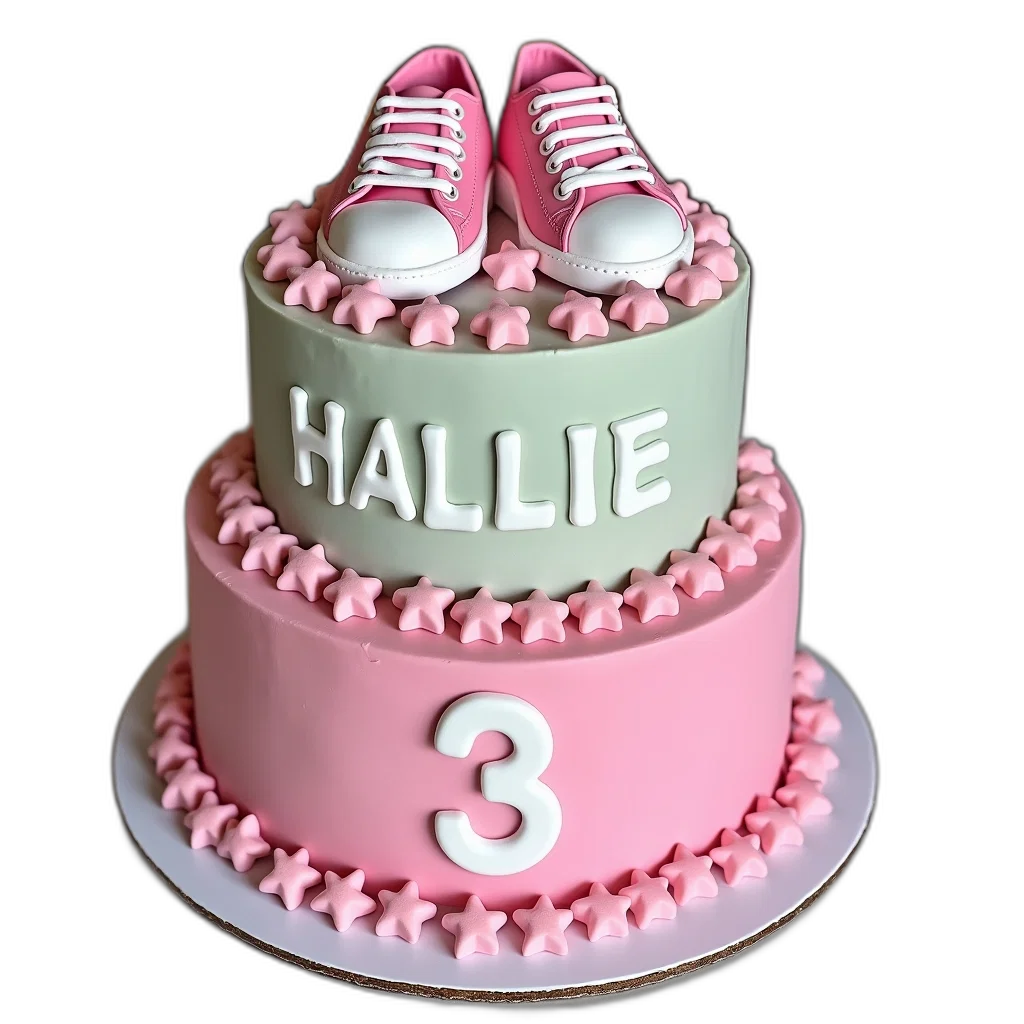 3d render, photorealistic, pastel, pink, green, birthday, cake, pair transparent PNG cut-out