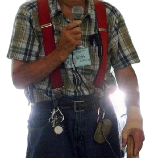 staff, jacket, animal, robot, man, wearing, suspenders, checkered transparent PNG cut-out