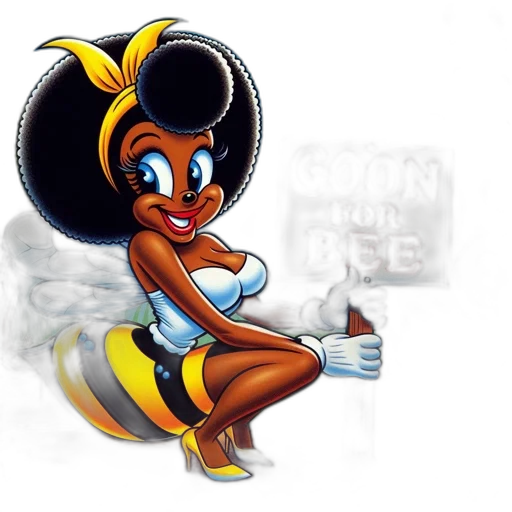 concept art, cartoon, comic book art, bee-like, character, afro, bee, wings transparent PNG cut-out