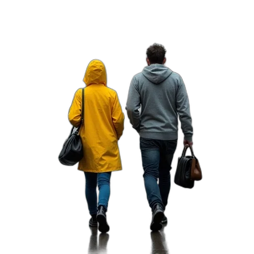 umbrella, jacket, 3d render, concept art, photorealistic, rain, city street, snow transparent PNG cut-out