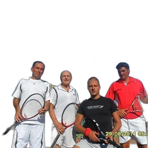 staff, photorealistic, 3d render, four, men, pose, picture, tennis transparent PNG cut-out