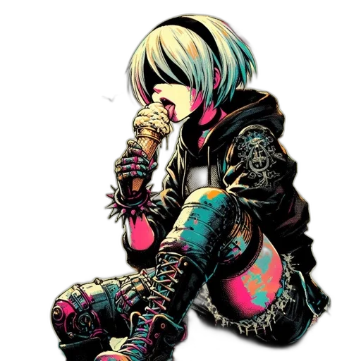 jacket, weapon, sword, mask, concept art, comic book art, pixel art, cyberpunk transparent PNG cut-out