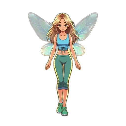 pixel art, concept art, cartoon, fantasy art, pastel, fairy, stands, hilltop transparent PNG cut-out