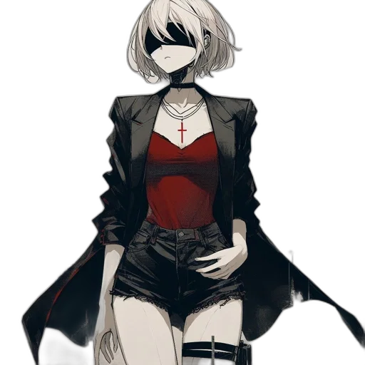 mask, jacket, dress, staff, concept art, pixel art, anime, cyberpunk transparent PNG cut-out