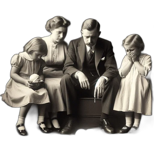 furniture, photorealistic, family, four, man, woman, two, young transparent PNG cut-out