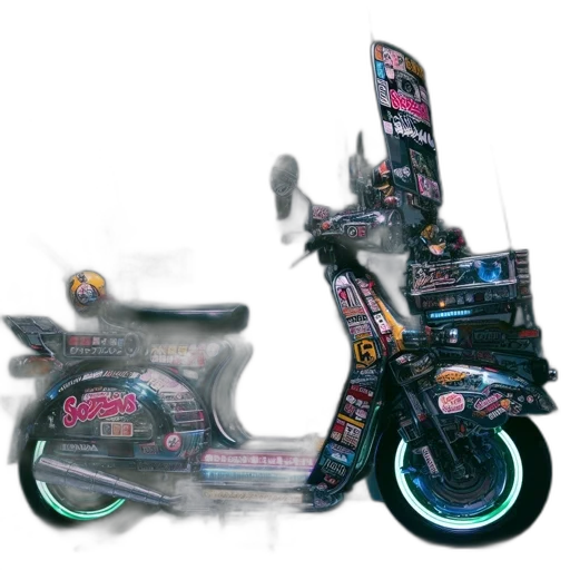 weapon, robot, concept art, photorealistic, 3d render, vaporwave, colorful, heavily transparent PNG cut-out