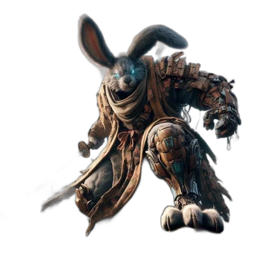 creature, weapon, animal, mask, concept art, fantasy art, 3d render, rabbit transparent PNG cut-out
