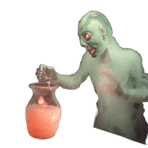 creature, bottle, mask, face, 3d render, concept art, photorealistic, vaporwave transparent PNG cut-out